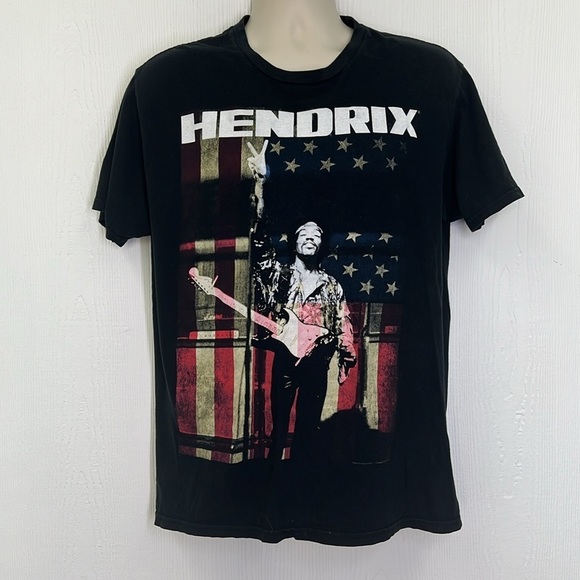 Jimi Hendrix - Hendrix Peace American Flag Graphic Short Sleeve T Shirt Size L - Picture 2 of 7